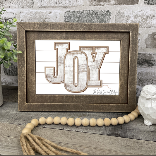 JOY Insert for Interchangeable Chunky Farmhouse Frame | Layered Christmas Wood Kit