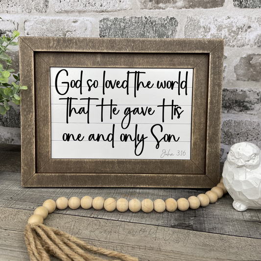 "John 3:16 - God So Loved the World" Farmhouse Frame Insert – DIY Laser Cut Kit