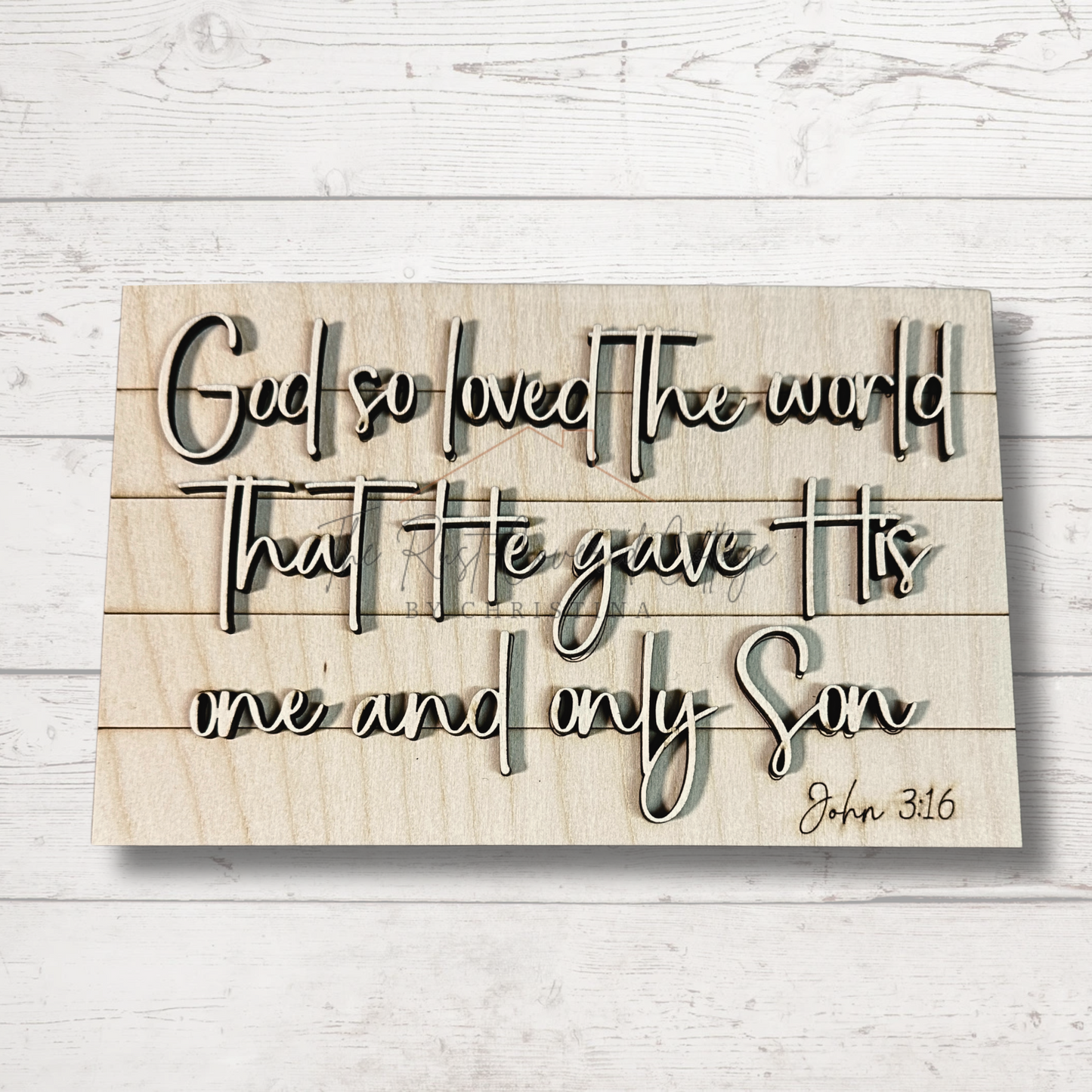 "John 3:16 - God So Loved the World" Farmhouse Frame Insert – DIY Laser Cut Kit