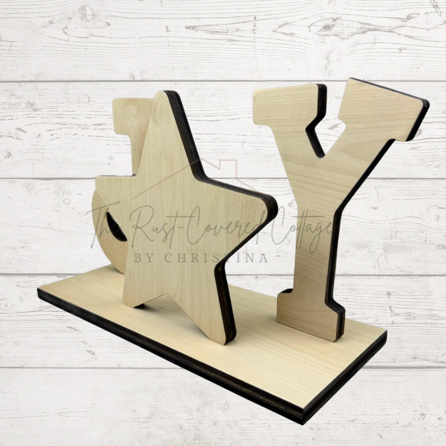 "Joy" Star Shelf Sitter |DIY Wood Kit | Unfinished Laser Cut 1/4" Birch