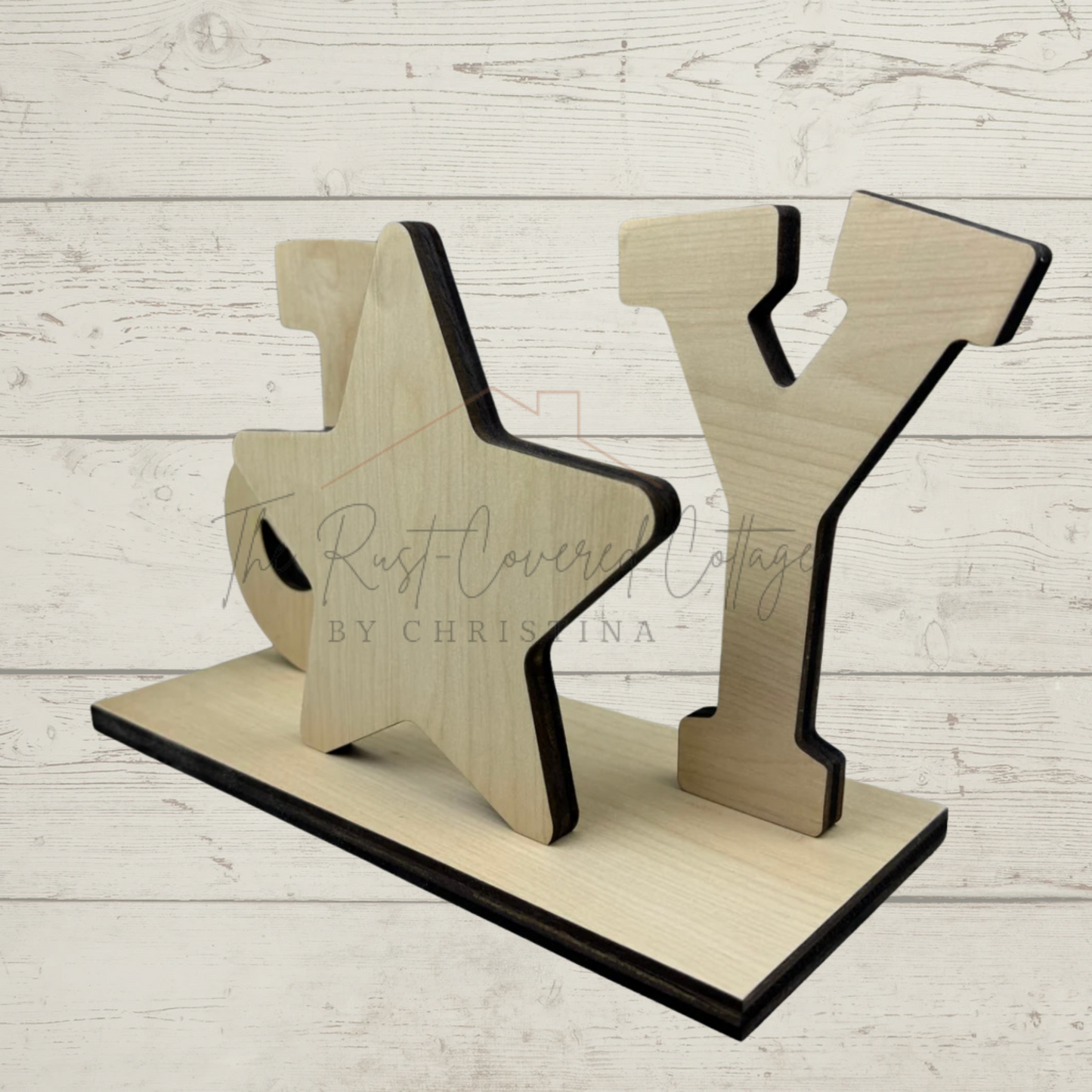 "Joy" Star Shelf Sitter |DIY Wood Kit | Unfinished Laser Cut 1/4" Birch