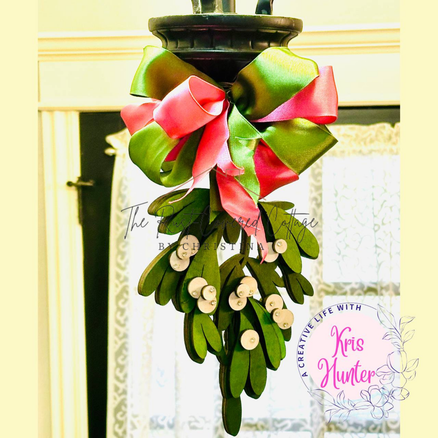 Kisses for Bruce Mistletoe Decor | Double-Sided | Holiday Decor