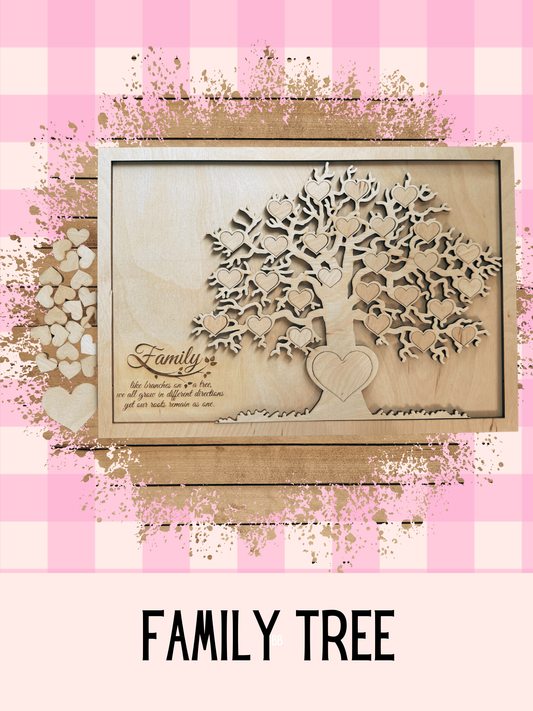 Family Tree| DIY Laser Cut |Birch Wood  – Two Sizes for Wall Art & Journals