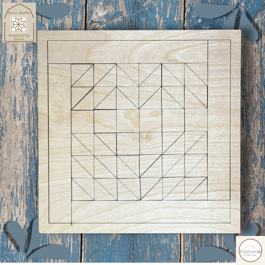 Layered Hearts Quilt Block - Laser-Cut DIY Wood Kit, 10.5"x10.5", Birch