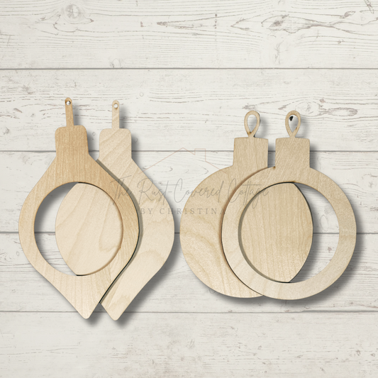 Layered Ornament DIY Wood Kit | Laser Cut Birch Ornaments with Cut-Outs