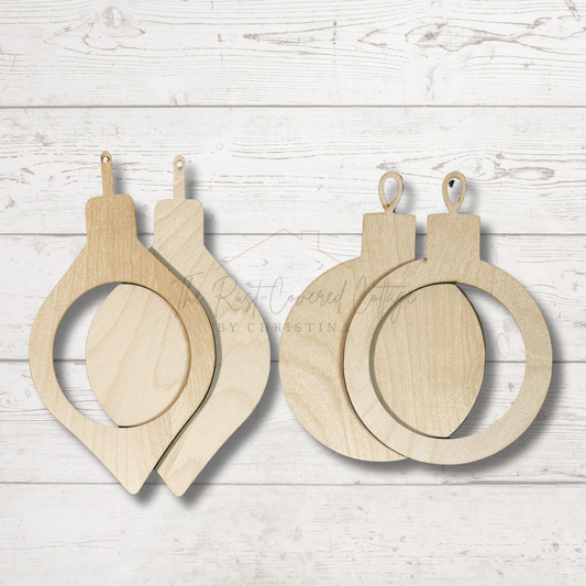 Layered Ornament DIY Wood Kit | Laser Cut Birch Ornaments with Cut-Outs