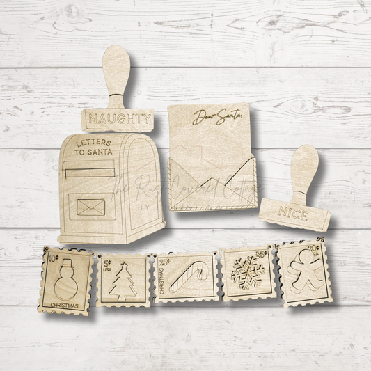 Letters to Santa DIY Wood Kit | Laser Cut Birch Mailbox, Letter, Stamps & Garland