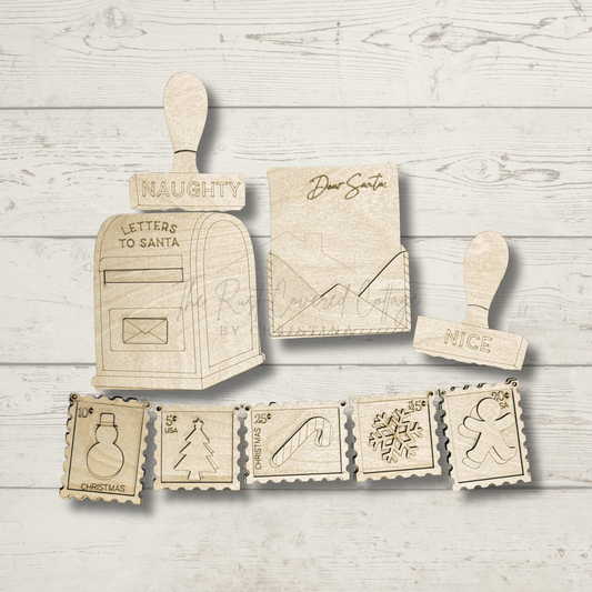 Letters to Santa DIY Wood Kit | Laser Cut Birch Mailbox, Letter, Stamps & Garland