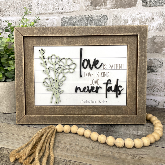 "Love Is Patient" Farmhouse Frame Insert – DIY Laser Cut Kit