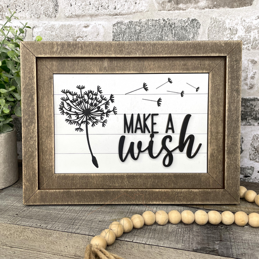 "Make A Wish" Farmhouse Frame Insert – DIY Laser Cut Kit