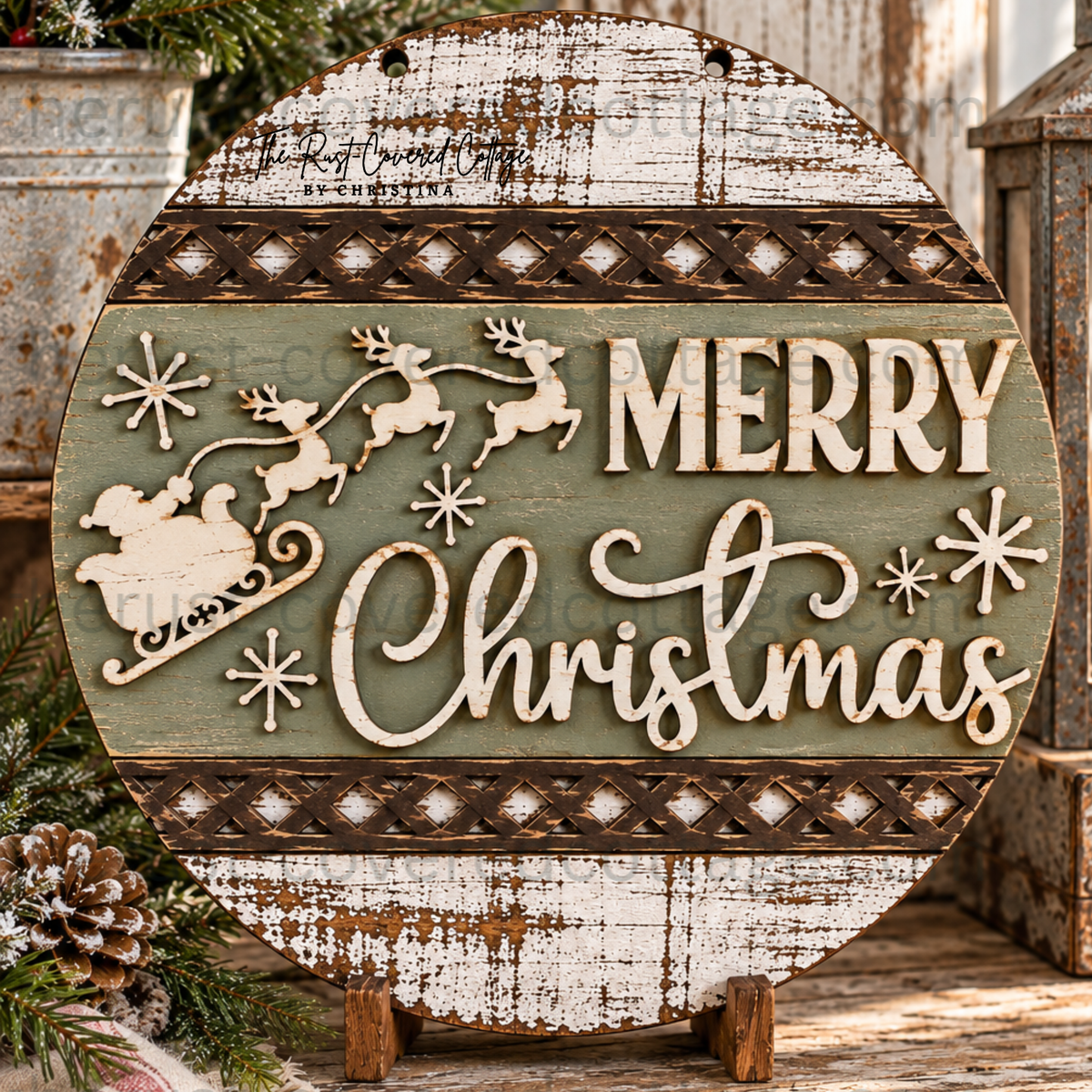Merry Christmas Interchangeable Round Insert