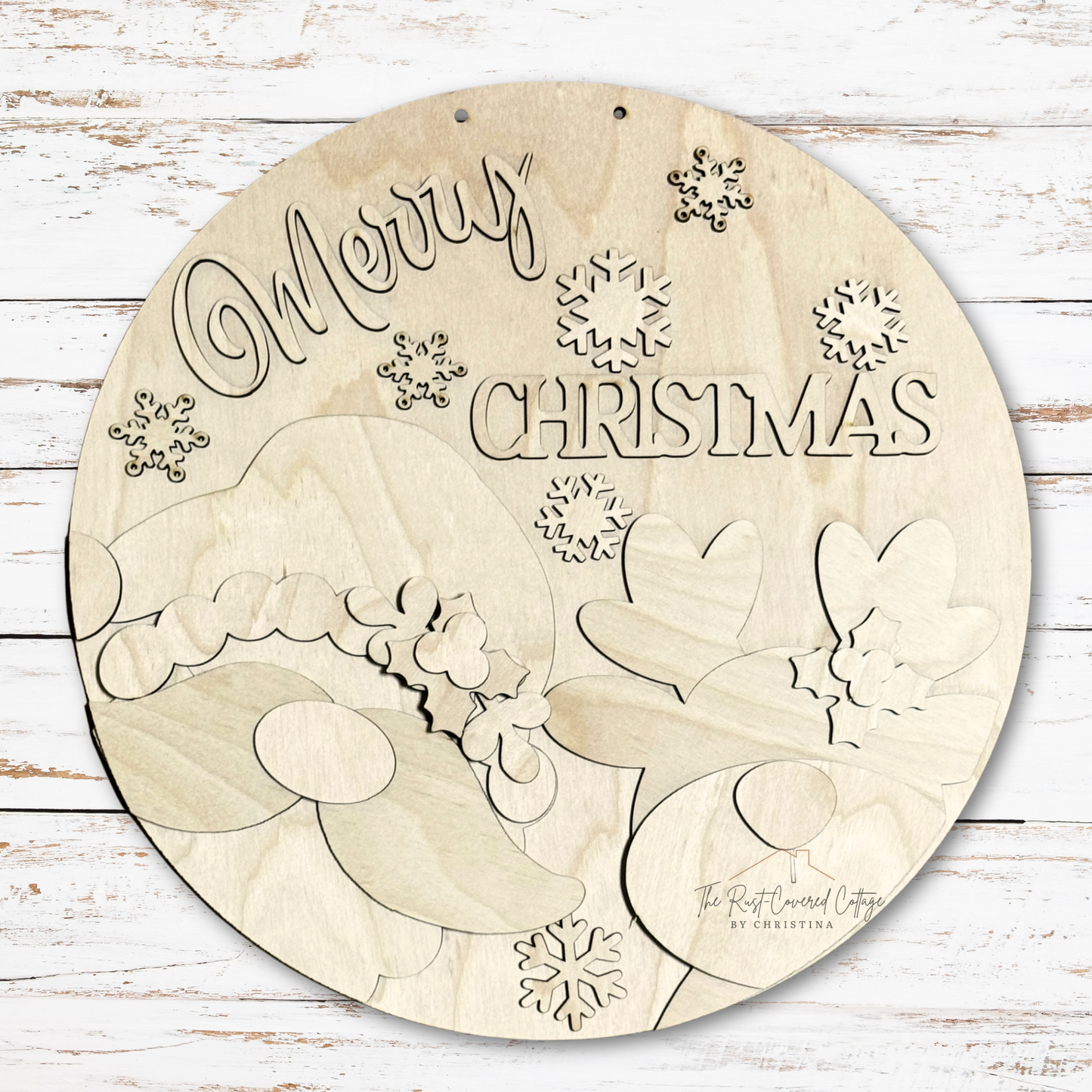 Merry Christmas Santa & Reindeer Door Hanger | DIY Wood Kit