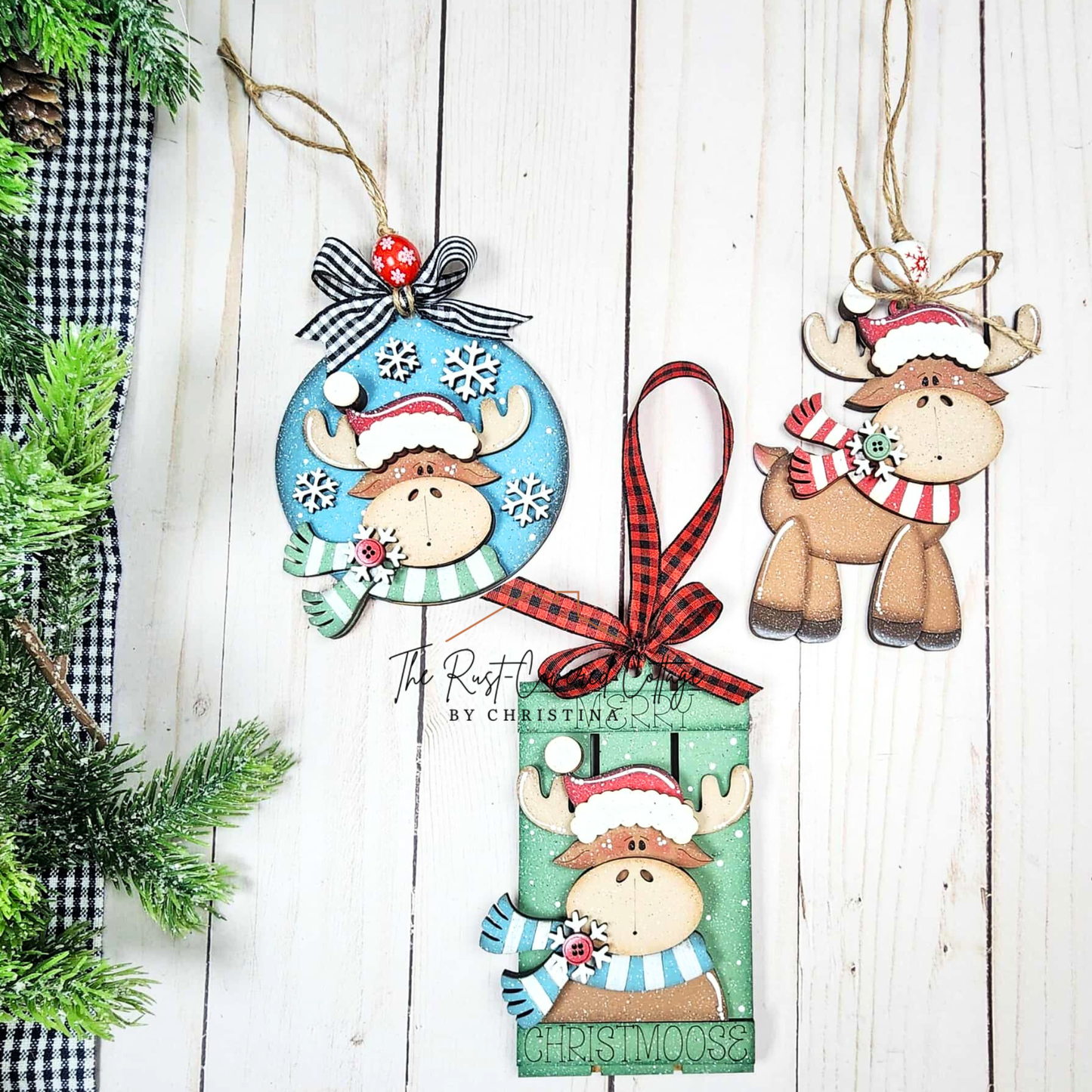 Christmas Moose Ornament Set | Layered Holiday DIY Wood Kit