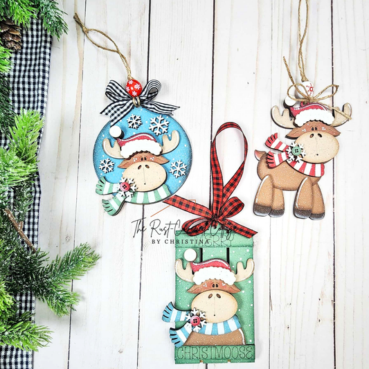 Christmas Moose Ornament Set | Layered Holiday DIY Wood Kit