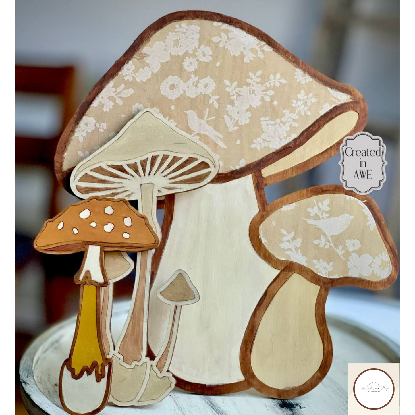 DIY Laser Cut Birch Wood Mushrooms| Set of 3