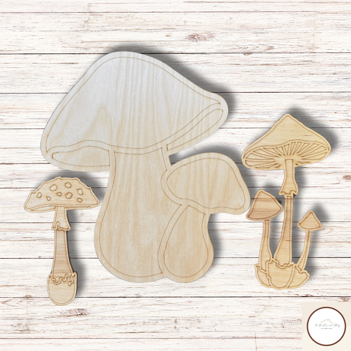 DIY Laser Cut Birch Wood Mushrooms| Set of 3