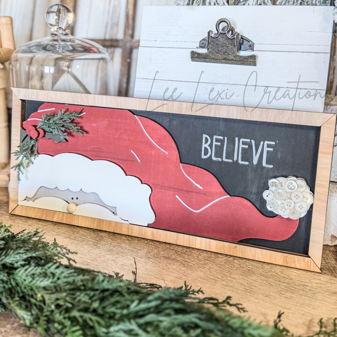 "Believe" Framed Santa Sign| DIY Kit | Laser Cut