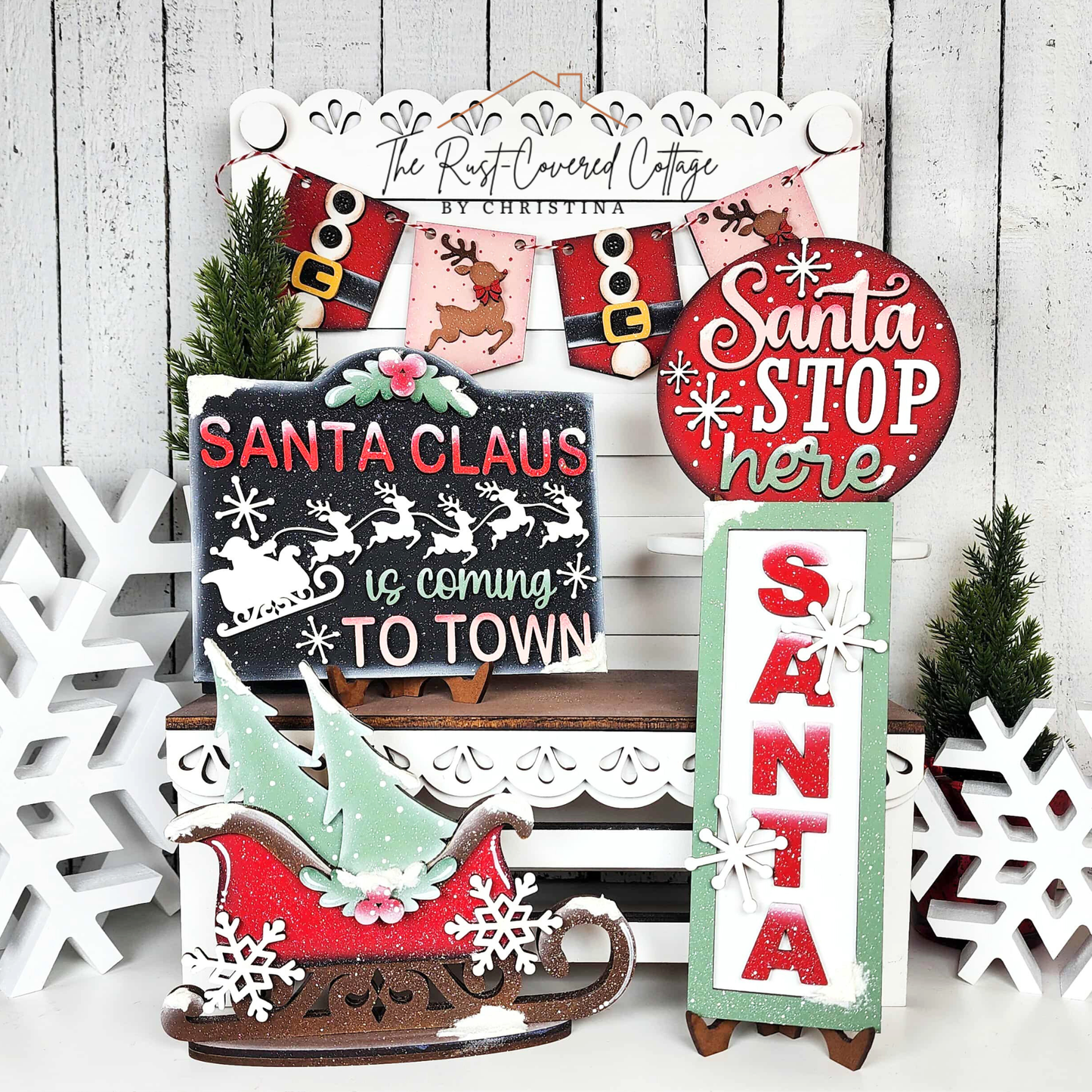 North Pole Decor Set | Layered Christmas Wood Kit | Laser Cut