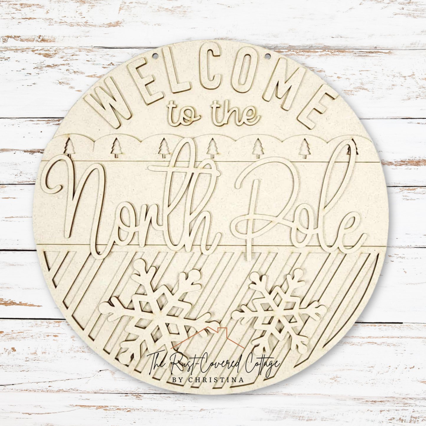 North Pole Door Hanger | Layered Christmas Wood Kit | Laser Cut 1/4" Birch