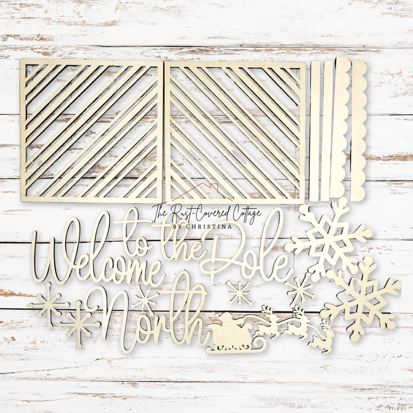 Welcome to the North Pole Porch Leaner | Layered Christmas Wood Kit | Laser Cut 1/4" Birch
