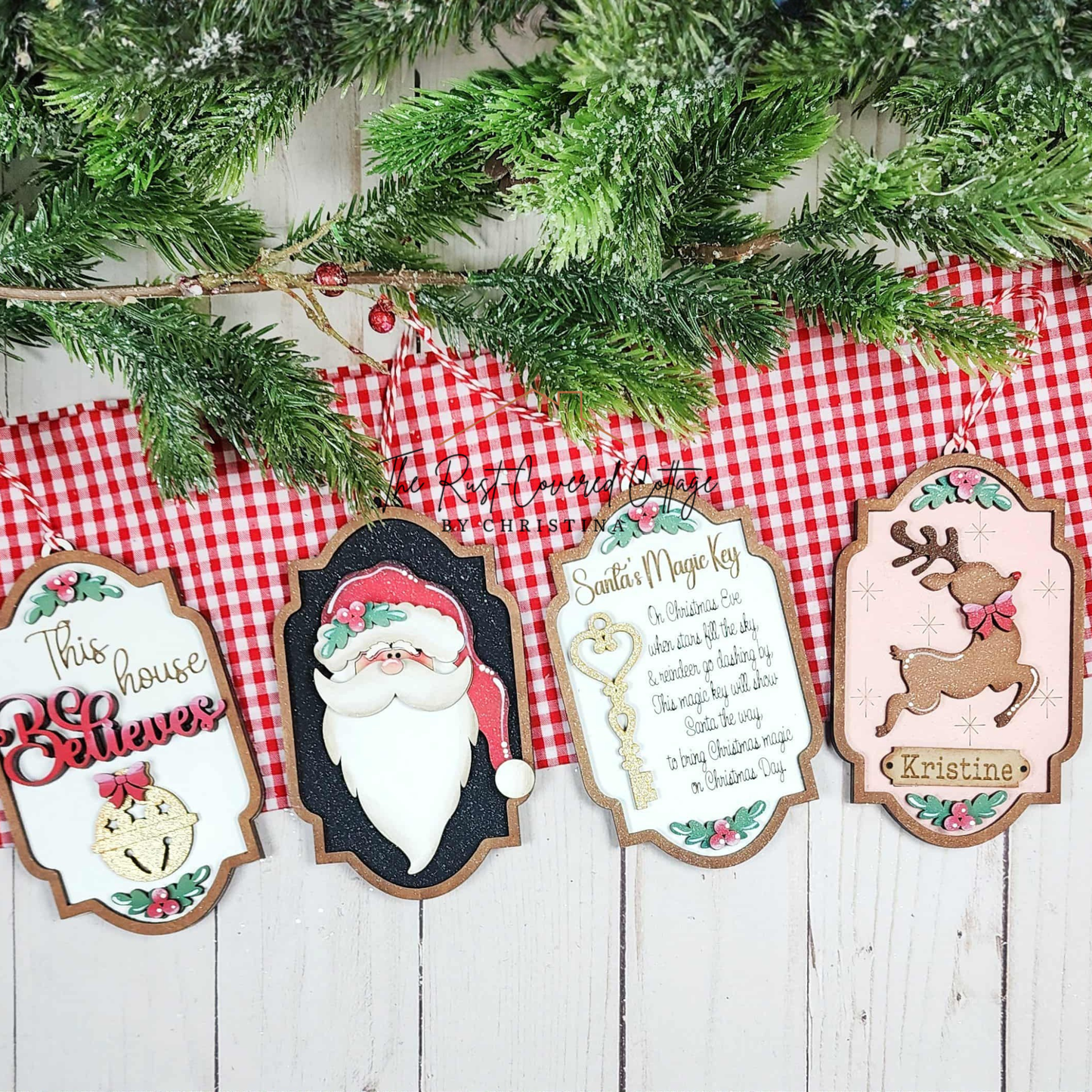North Pole Ornament Set | Layered Christmas Wood Ornaments | Laser Cut 1/8" Sanded Plywood
