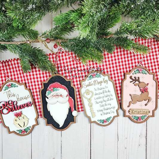 North Pole Ornament Set | Layered Christmas Wood Ornaments | Laser Cut 1/8" Sanded Plywood