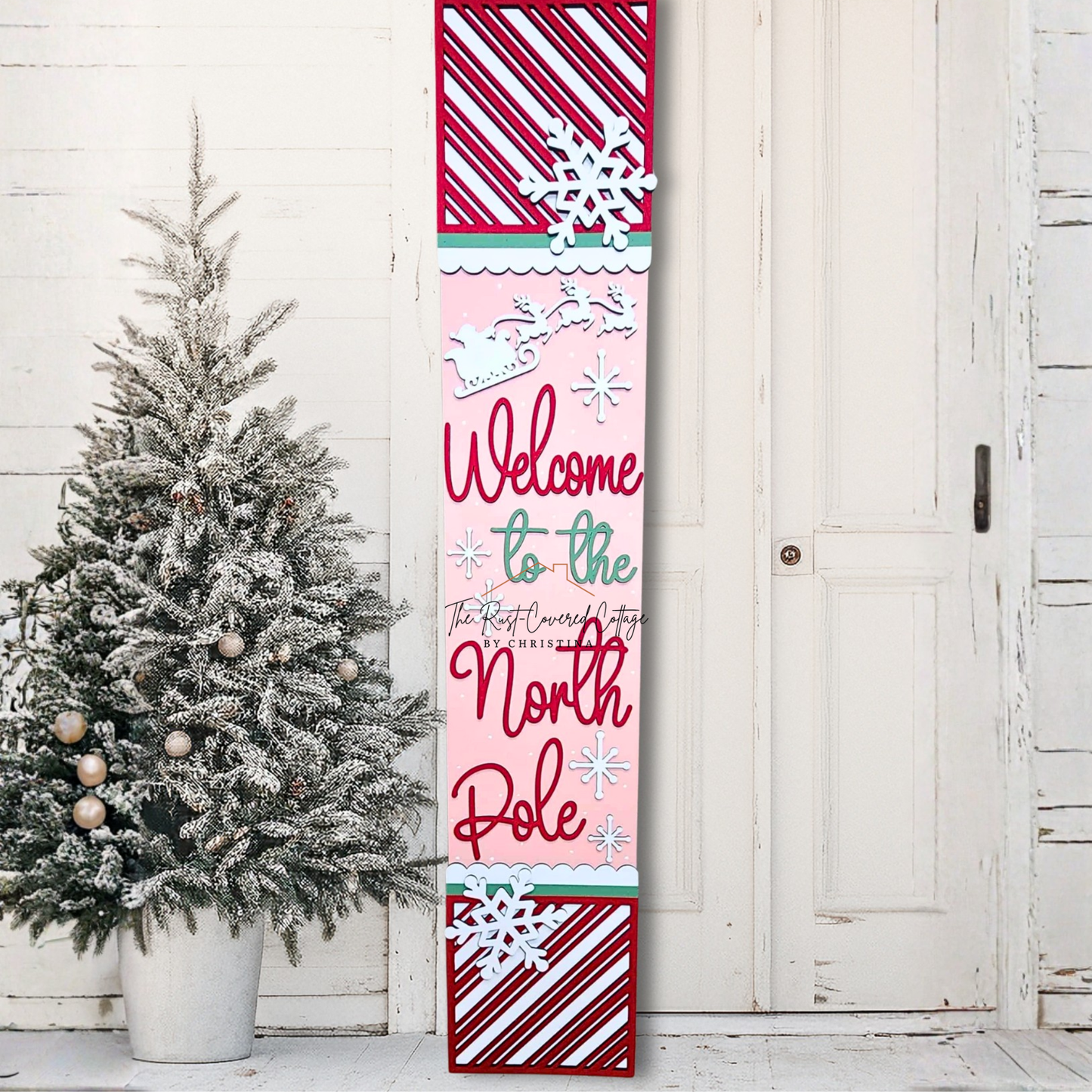 Welcome to the North Pole Porch Leaner | Layered Christmas Wood Kit | Laser Cut 1/4" Birch