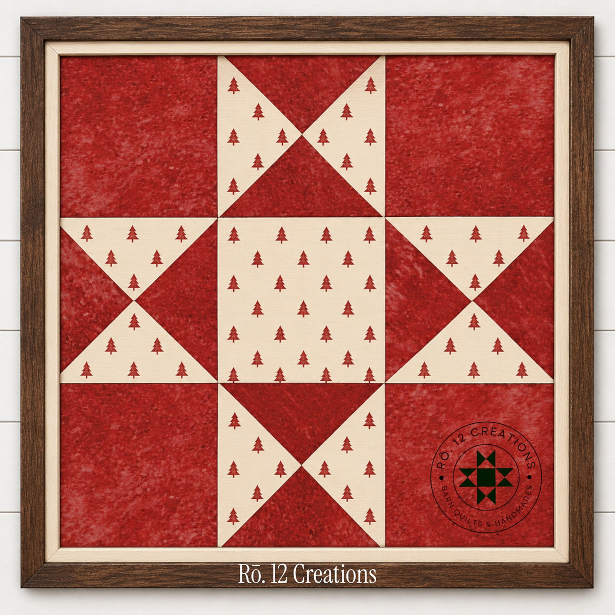 Finished Ohio Star Classic Quilt Block by Rō.12 Creations in red and cream