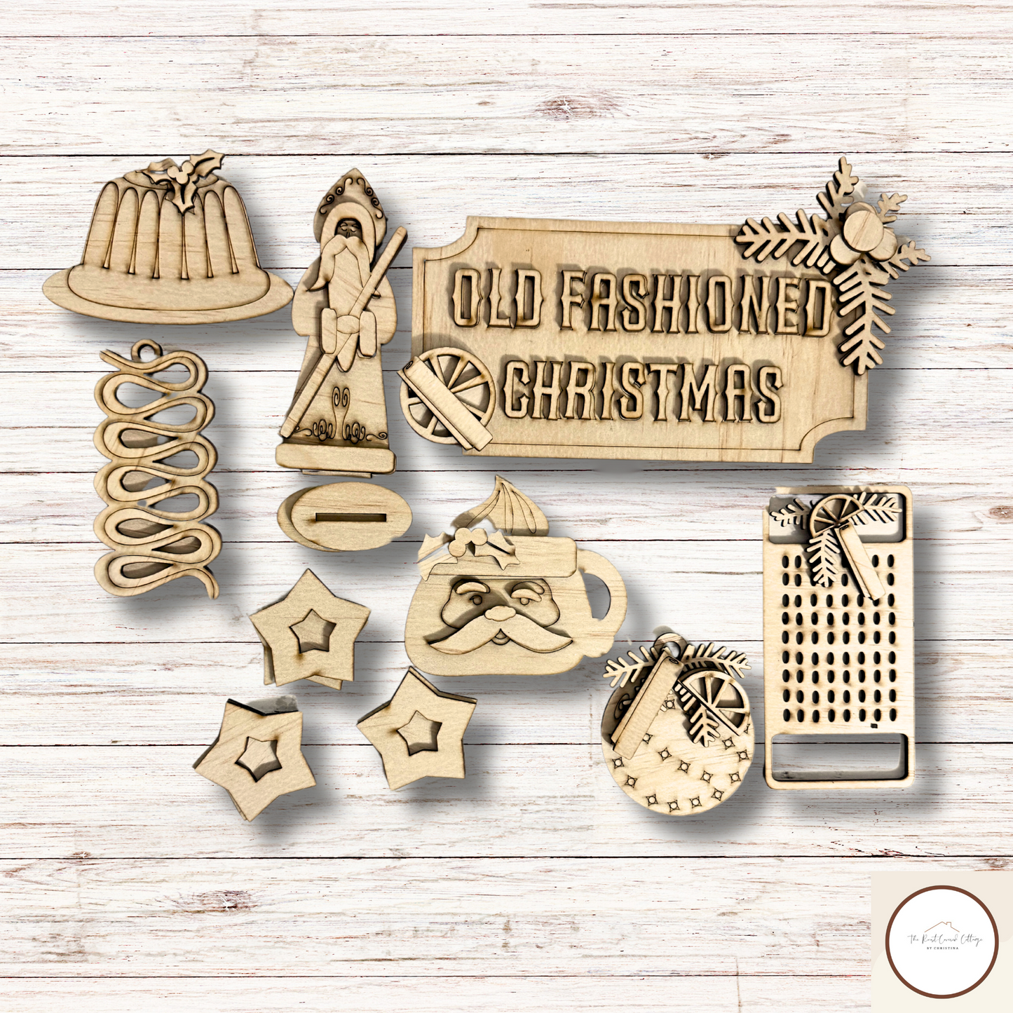 "Old Fashioned Christmas" Embellishment Kit|Tiered Tray| Laser Cut |DIY