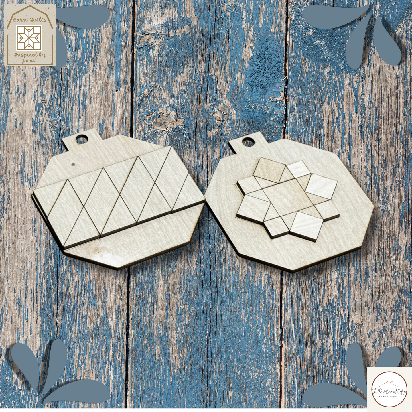 Christmas Barn Quilt Ornies - Set 2 | DIY Wood Ornament Kit