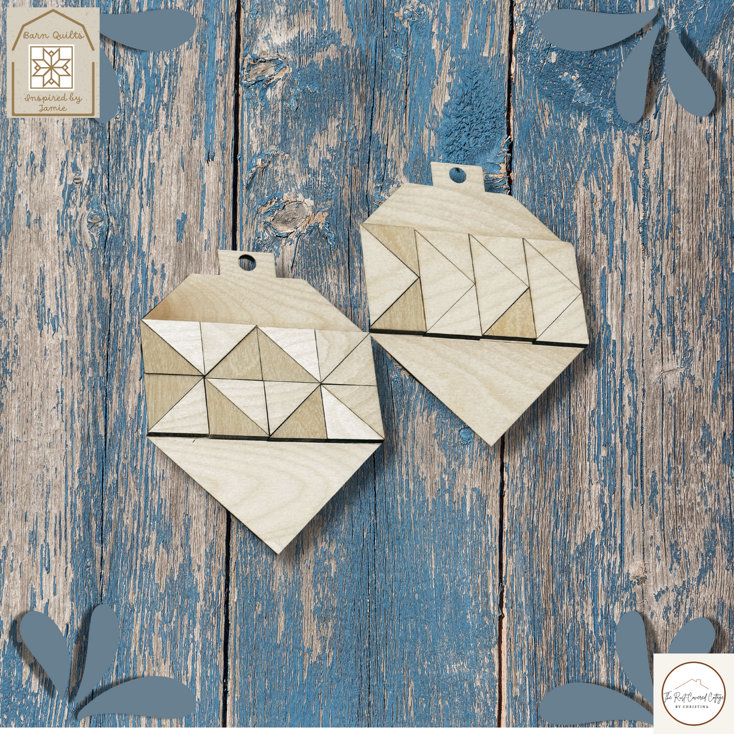 Christmas Barn Quilt Ornies - Set 1 | DIY Wood Ornament Kit