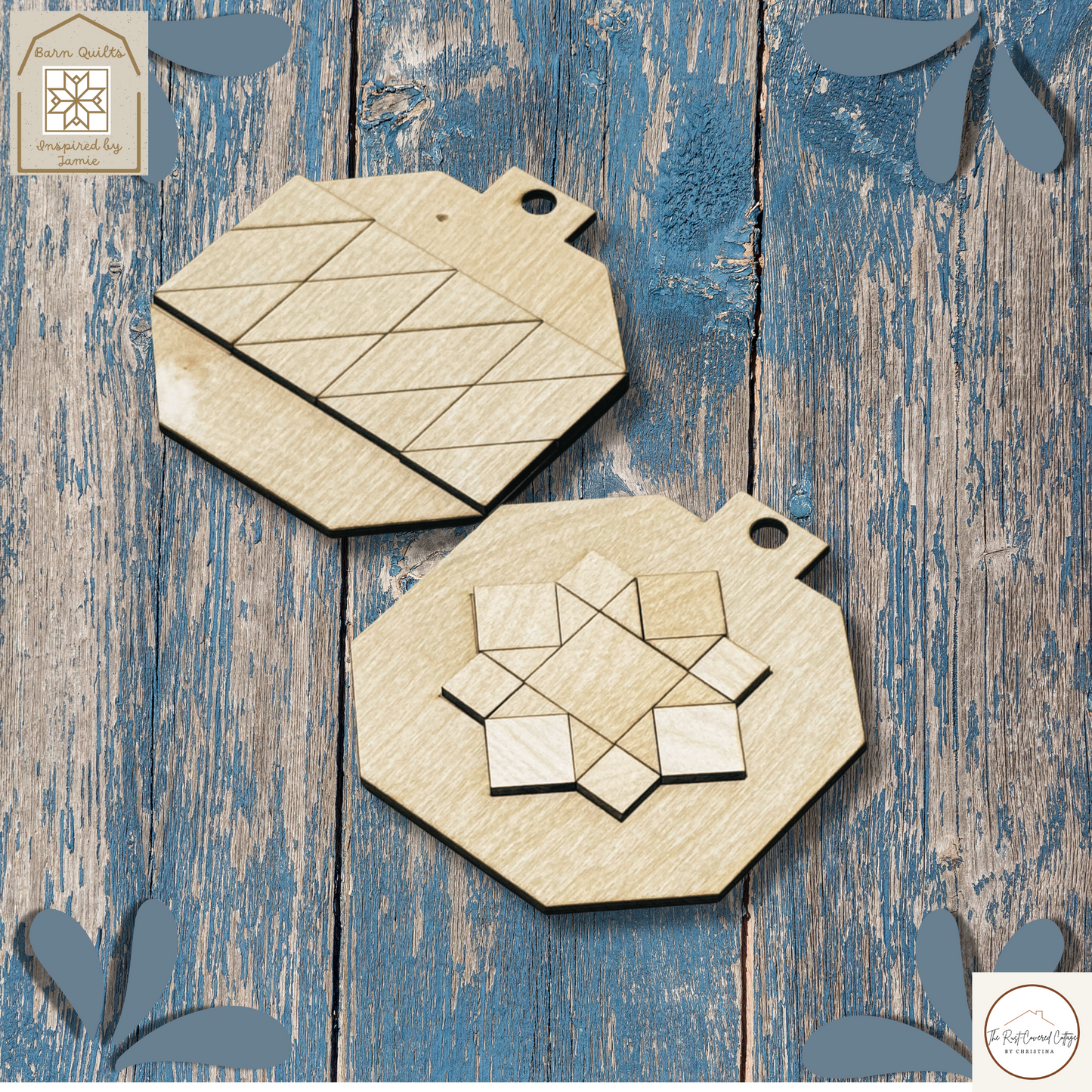 Christmas Barn Quilt Ornies - Set 2 | DIY Wood Ornament Kit