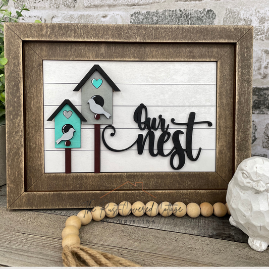 Our Nest Birdhouse Insert – Fits Chunky Farmhouse Frame | Layered Laser Cut Wood