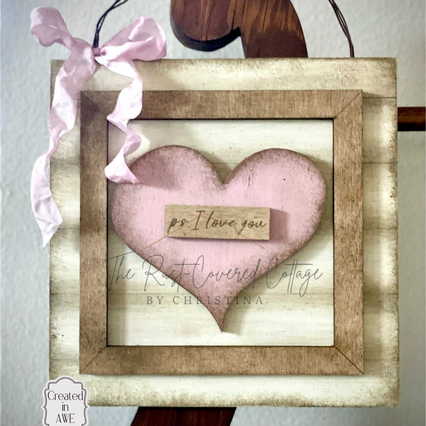 P.S. I Love You Wooden Heart Frame | Laser Cut DIY Decor