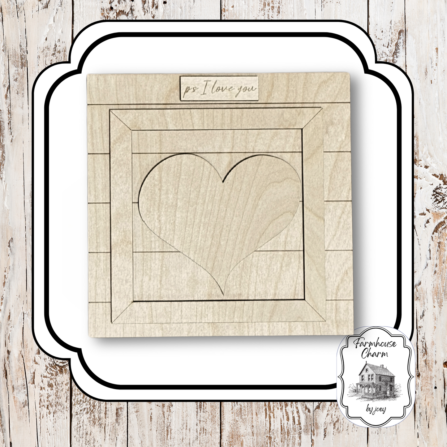 P.S. I Love You Wooden Heart Frame | Laser Cut DIY Decor