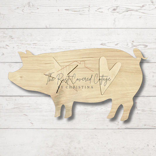 Pig, Star & Heart Cut-Out | DIY Laser Wood Kit