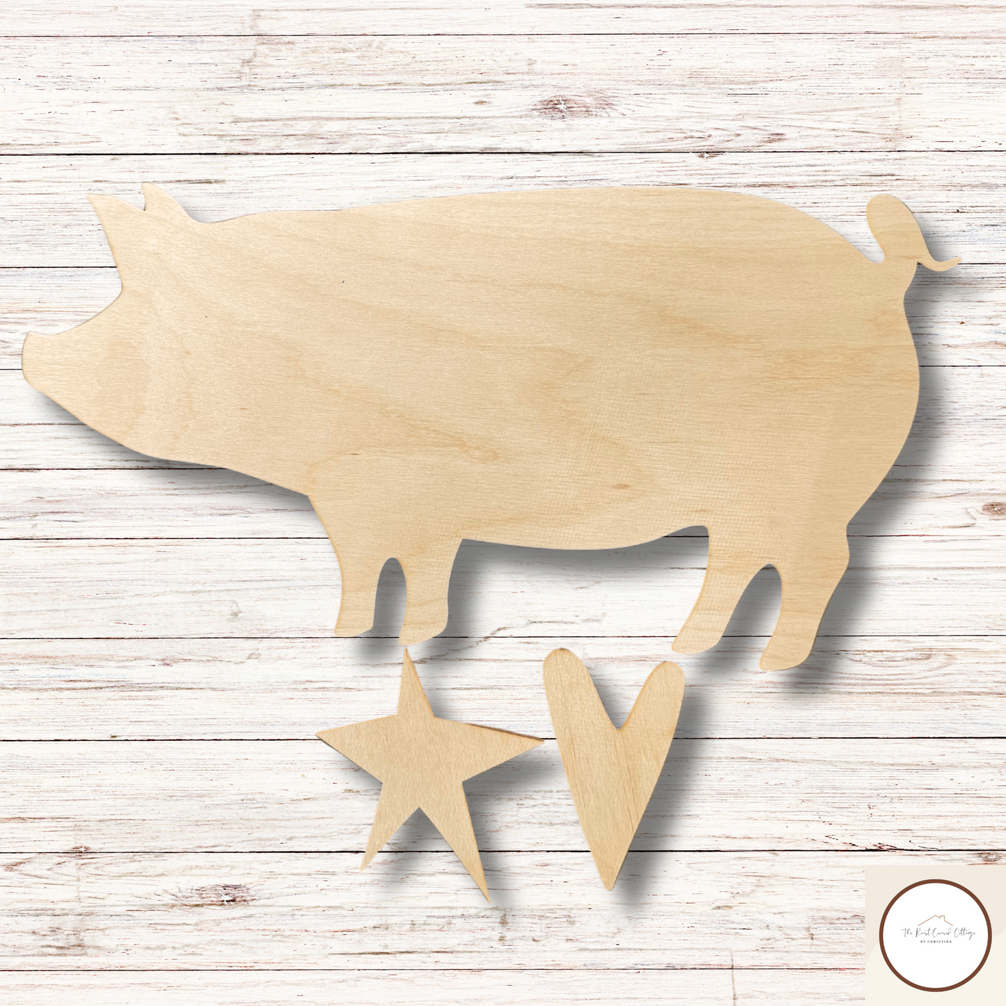 Pig, Star & Heart Cut-Out | DIY Laser Wood Kit