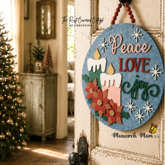Poinsettia Door Hanger | Peace Love Joy DIY Wood Kit