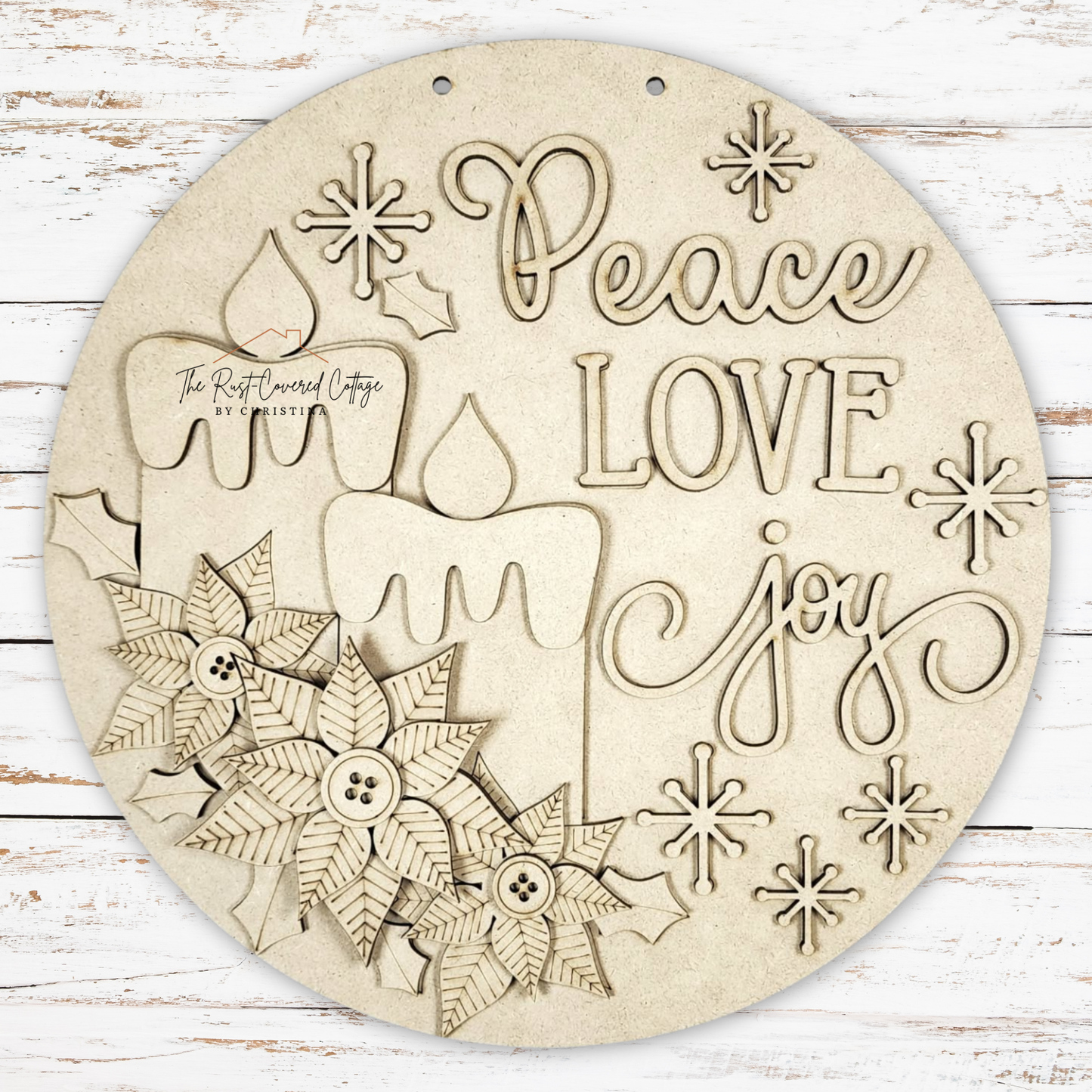Poinsettia Door Hanger | Peace Love Joy DIY Wood Kit