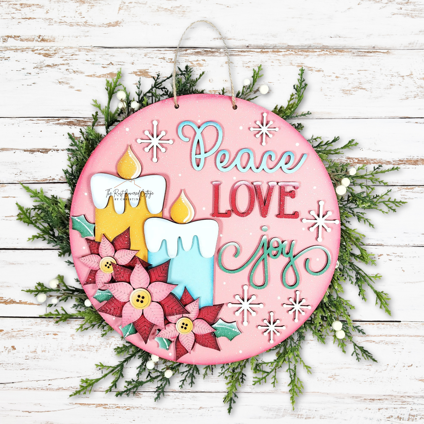 Poinsettia Door Hanger | Peace Love Joy DIY Wood Kit