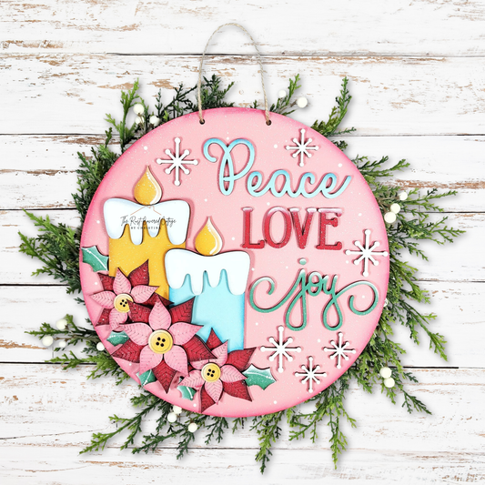 Poinsettia Door Hanger | Peace Love Joy DIY Wood Kit