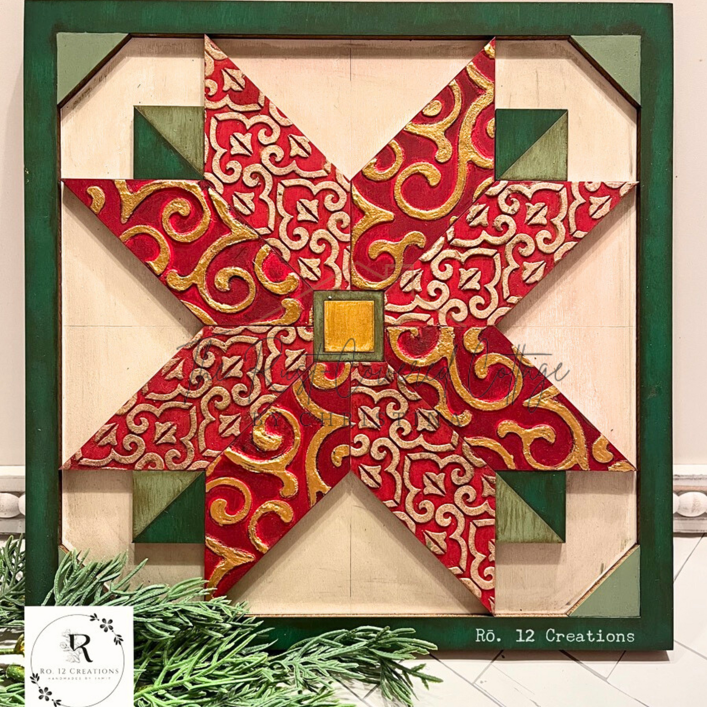 Poinsettia Quilt Block | Laser Cut Wood Kit