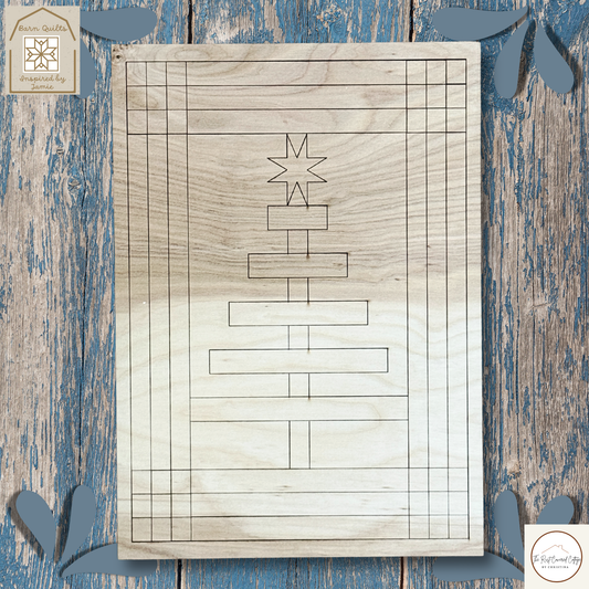 Prim Christmas Tree Quilt Block | Laser Cut DIY Wood Kit | 1/4" Birch, 14" x 10" Unfinished