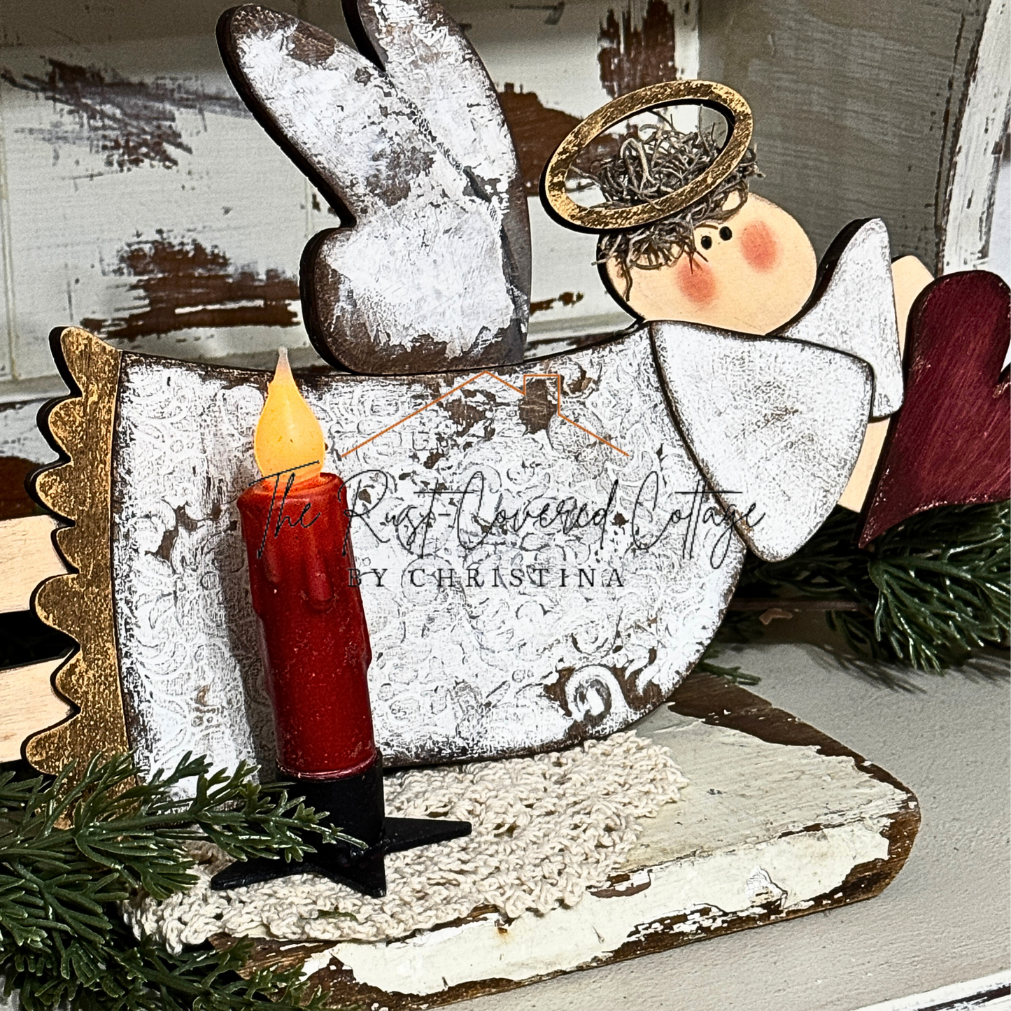 Prim Finished Prim Flying Angel Wood Kit | Home Decor