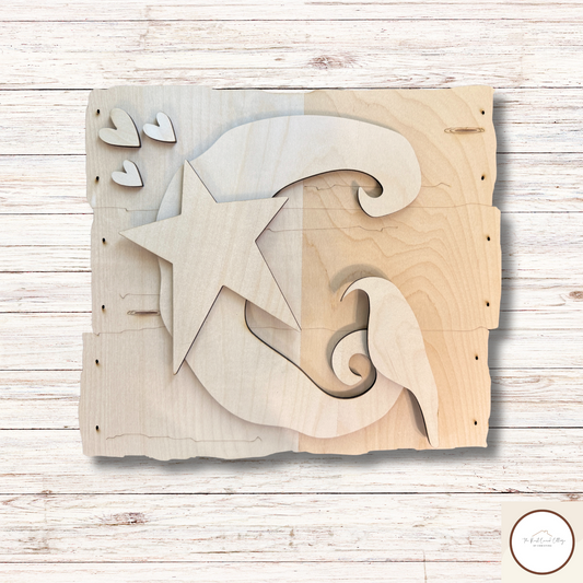 Primitive Moon & Star| Laser Cut| Wood Kit