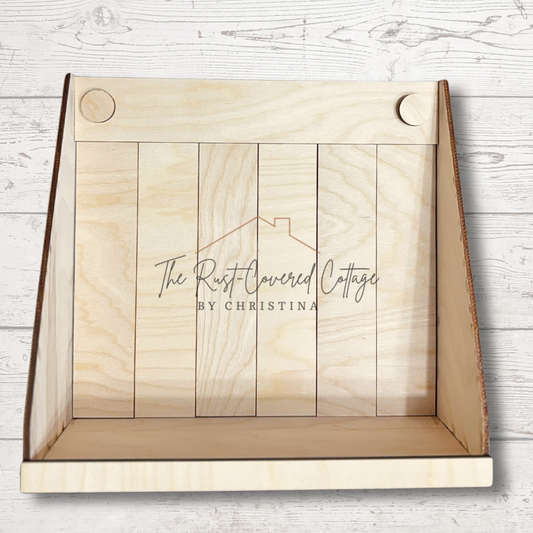 Prim Shaker Box Display Stand | Laser Cut Wood Shelf Sitter for Primitive & Farmhouse Decor