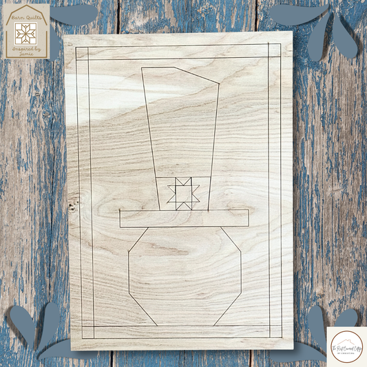 Prim Snowman Quilt Block | Laser Cut DIY Wood Kit | 1/4" Birch, 14" x 10" Unfinished