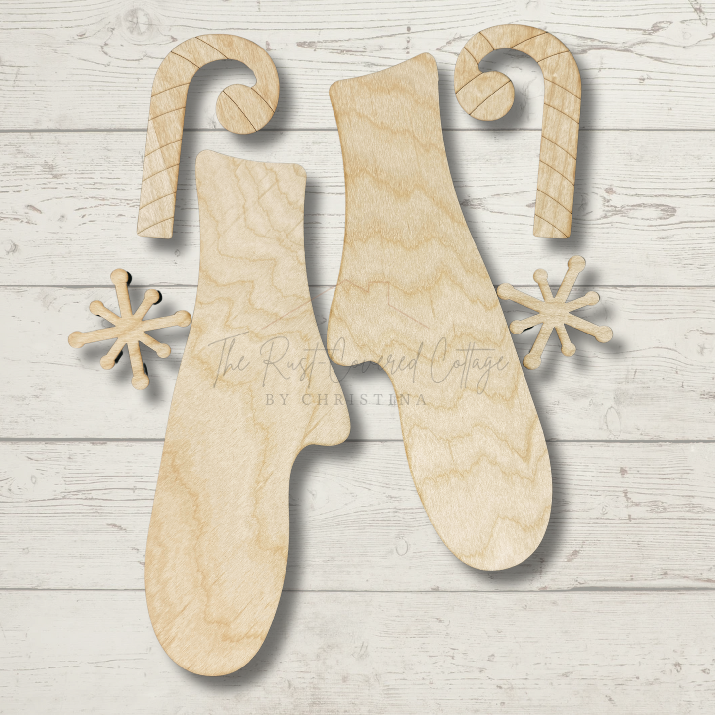 Primitive Mittens DIY Wood Kit | Set of 2 Laser Cut Birch Mittens (8" x 3")