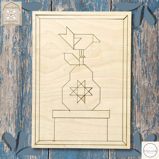 Primitive Pear & Crow Stacker Quilt Block – Laser Cut Wood Kit, 14" x 10" | 1/4" Birch