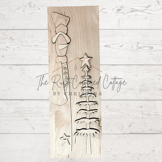 Primitive Snowman with Tree Wood Kit – 16” x 5.5” | Rustic DIY Decor